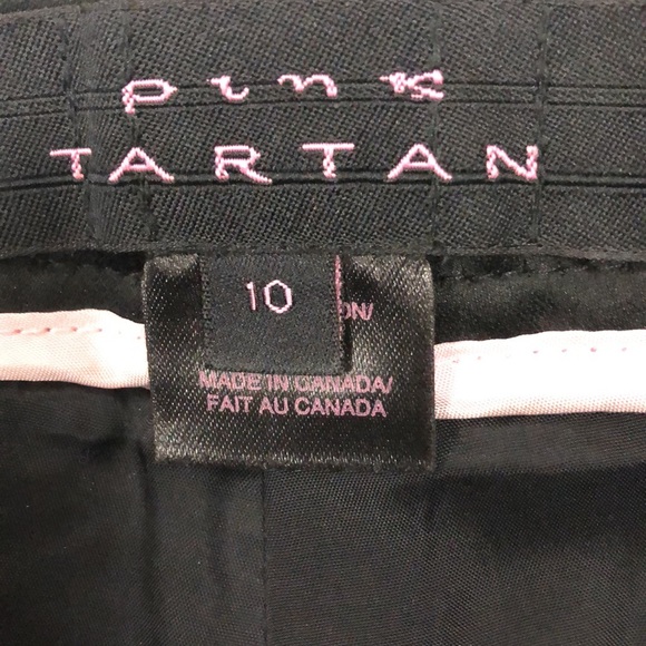 Pink Tartan 10 Pants Black Shiny Cotton & Button detail in Excellent Condition - Picture 5 of 7